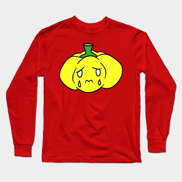 Sad Crying Yellow Bell Pepper Long Sleeve T-Shirt by saradaboru